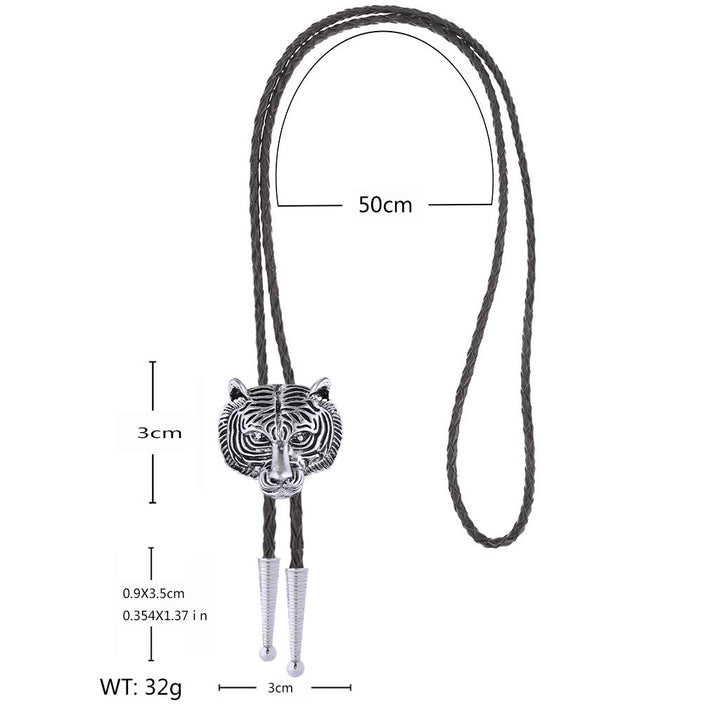 Western Retro Tiger Head Metal Bolo Tie - image 6