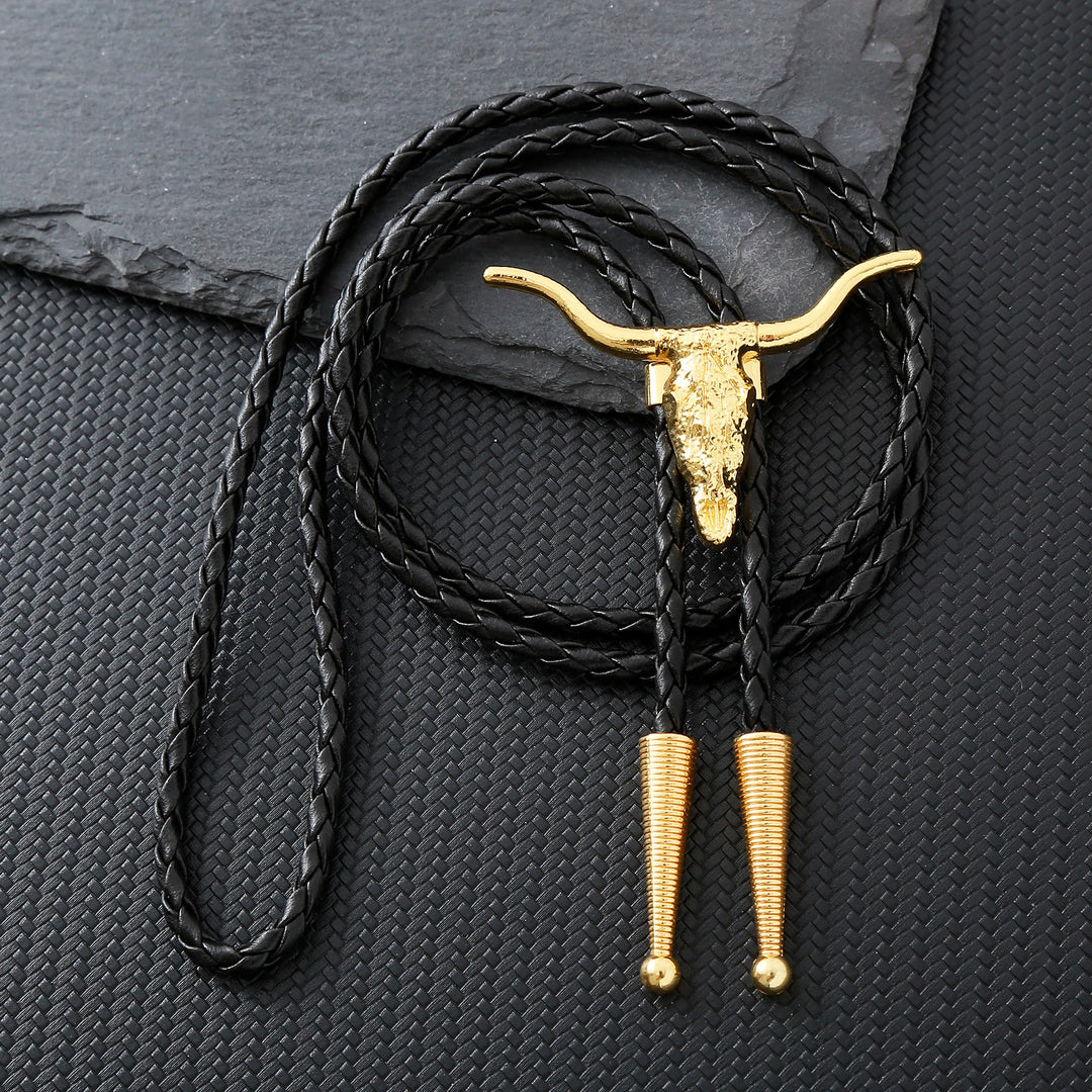 Retro Longhorn Bull Skull Bolo Tie - Golden - image 0