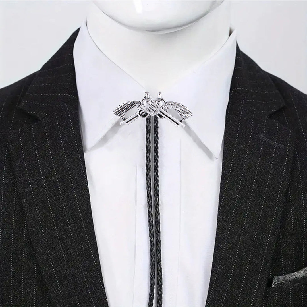 Western Retro Crossed Pistol Bolo Tie - image 7
