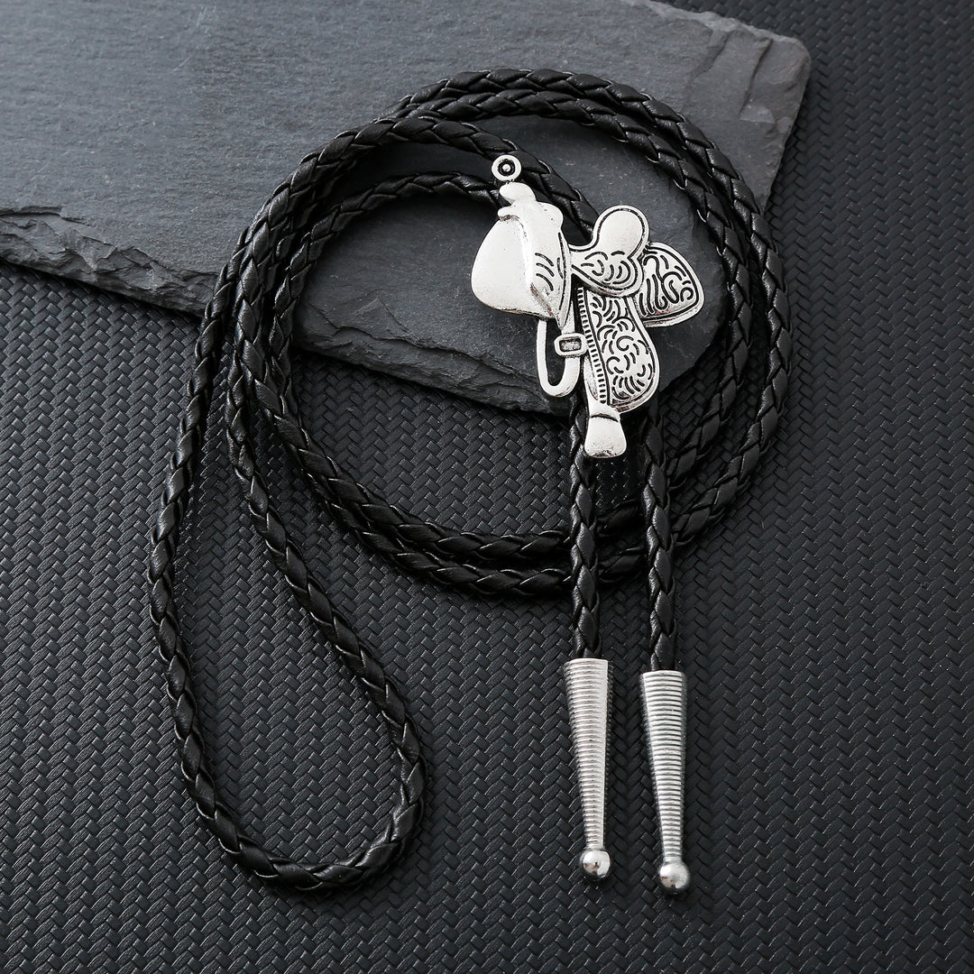 Vintage Horse Saddle Bolo Tie  - Silver - image 0