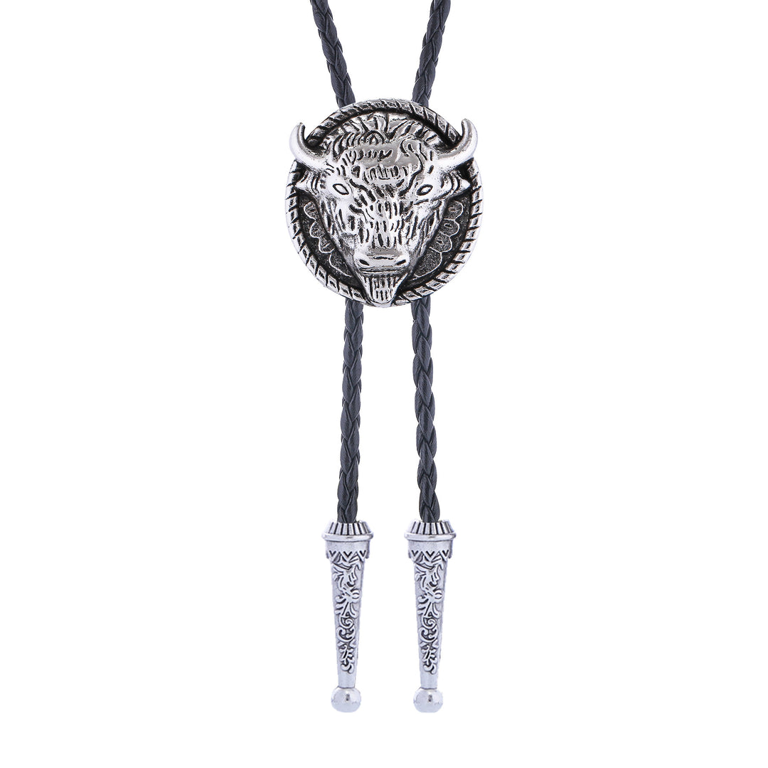 Buffalo Head Medallion Old West Bolo Tie - image 7