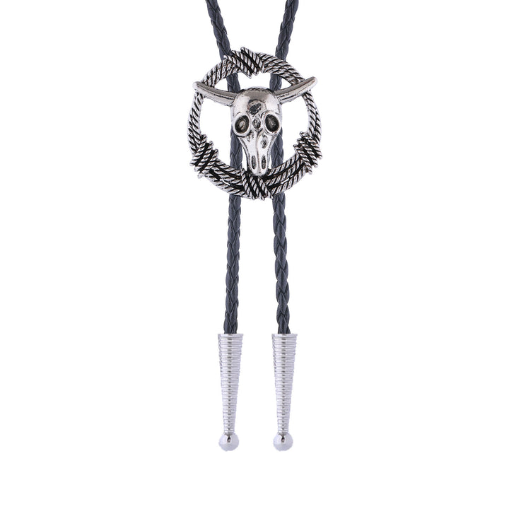 Steer Skull Rope Wreath Rock Style Bolo Tie - image 3