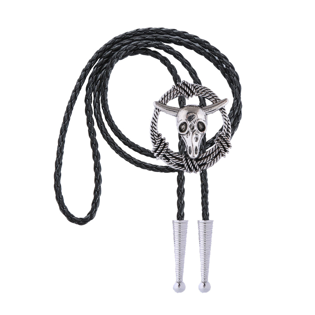 Steer Skull Rope Wreath Rock Style Bolo Tie - image 4