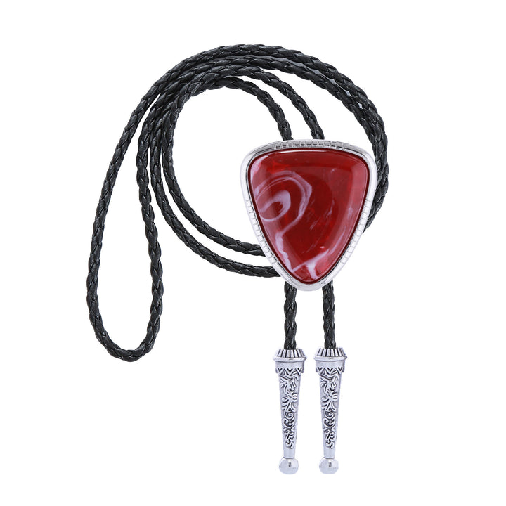Western Glossy Artificial Tribal Shield Stone Bolo Tie - image 3