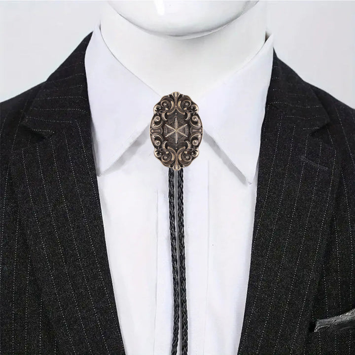 Ornate Compass Star Victorian Western Bolo Tie - image 1