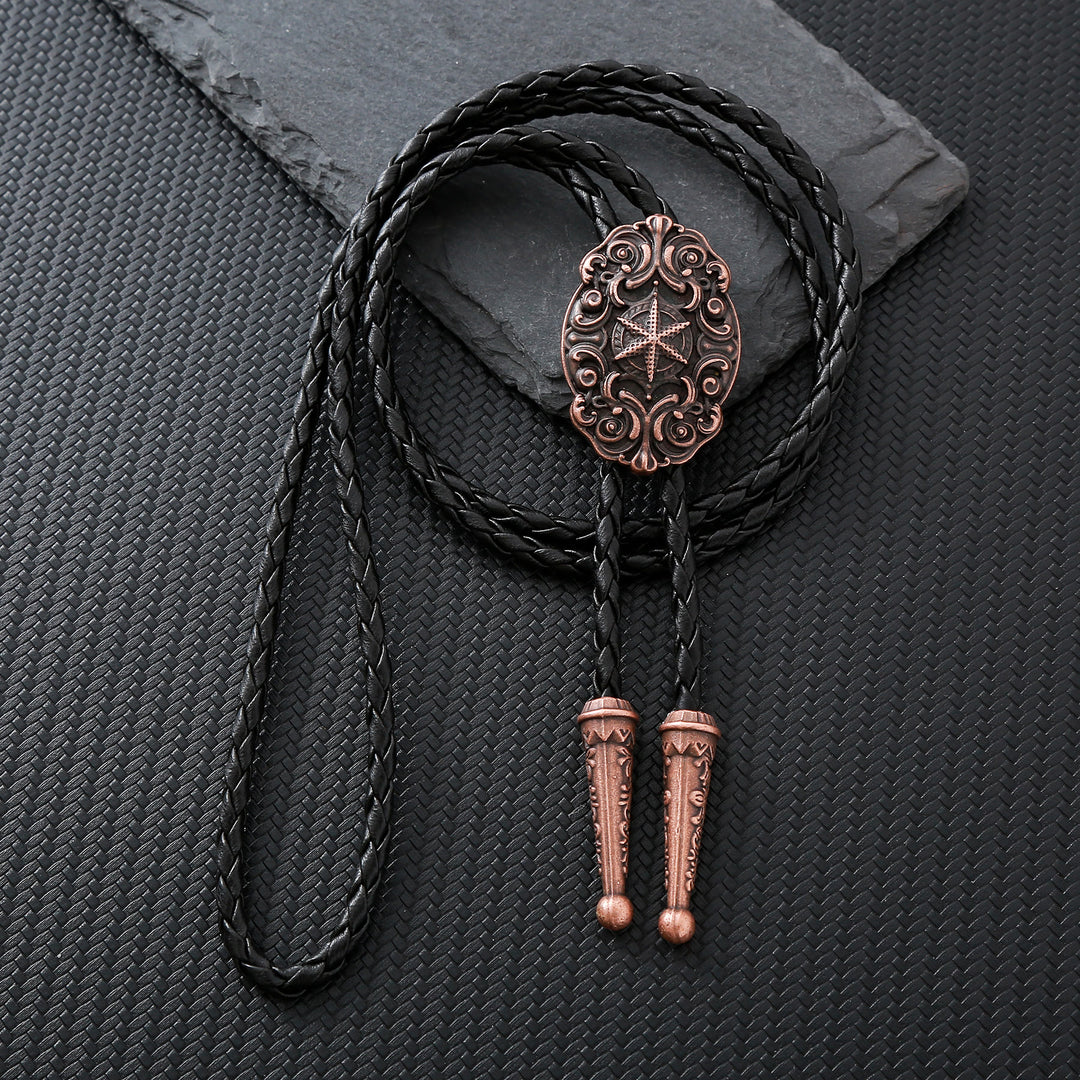 Ornate Compass Star Victorian Western Bolo Tie - Copper - image 6
