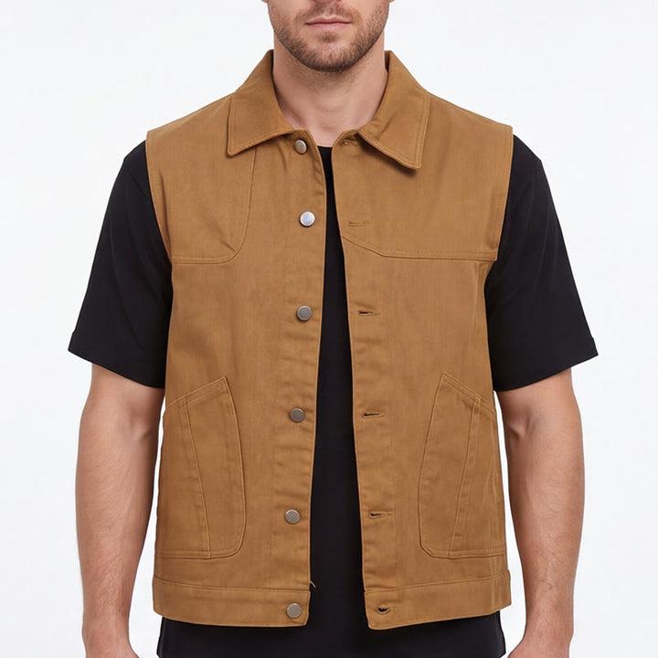 Men's American Vintage  Casual Washed Double Pockets Denim Vest - image 3