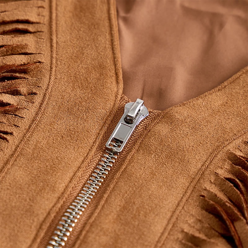 Men's Western Hippie Style Fringe Suede Vest - image 6