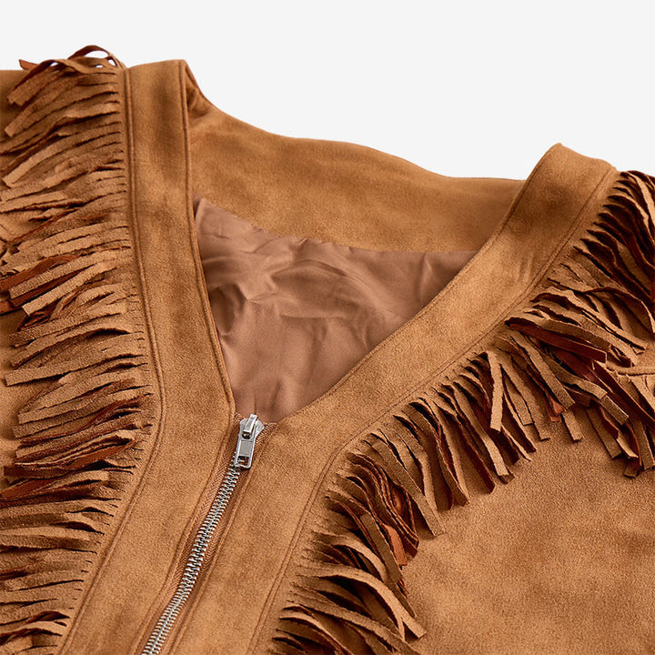 Men's Western Hippie Style Fringe Suede Vest - image 5