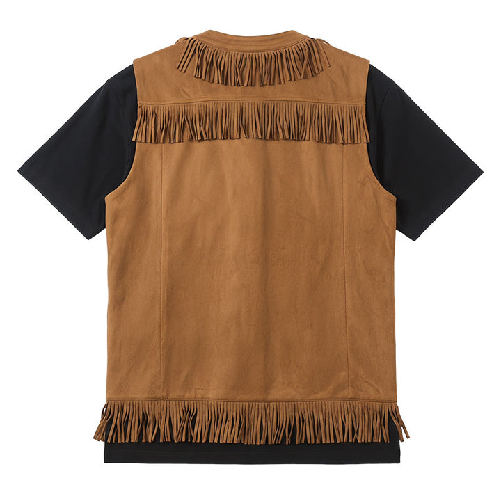 Men's Western Hippie Style Fringe Suede Vest - image 9