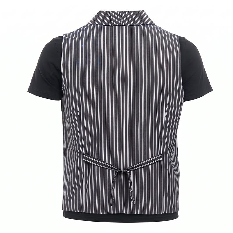 Men's Grey Striped Business Gentleman Slim Fit Retro Suit Vest - image 9