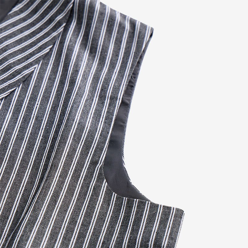 Men's Grey Striped Business Gentleman Slim Fit Retro Suit Vest - image 7