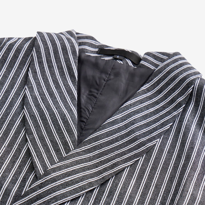 Men's Grey Striped Business Gentleman Slim Fit Retro Suit Vest - image 4