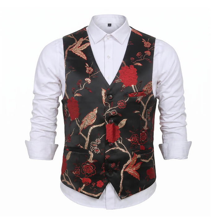 Men's Oriental Floral Jacquard Slim Fit Suit Vest - image 11