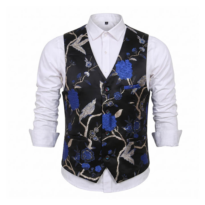 Men's Oriental Floral Jacquard Slim Fit Suit Vest - image 13