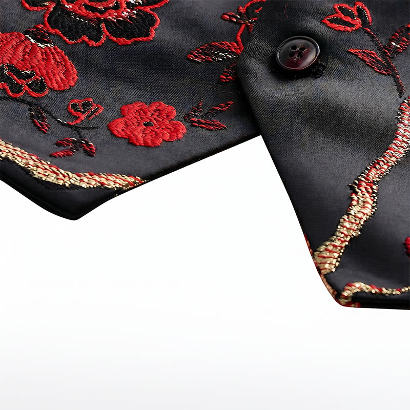 Men's Oriental Floral Jacquard Slim Fit Suit Vest - image 9