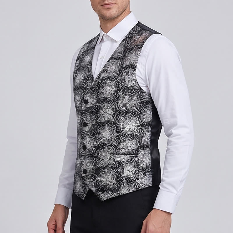 Men's Shiny Firework Print Double-breasted Suit Vest - image 3
