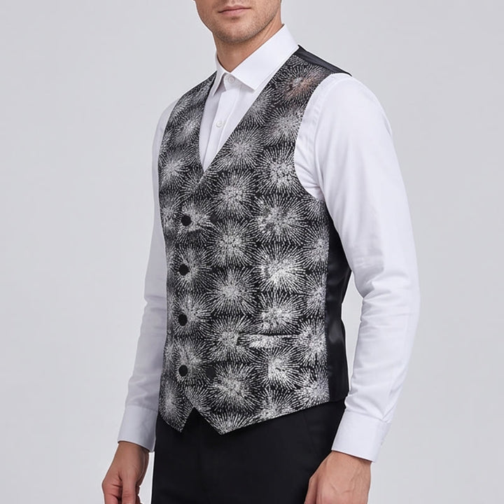 Men's Shiny Firework Print Double-breasted Suit Vest - image 3