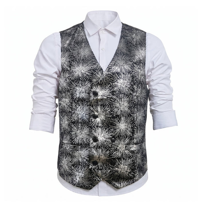Men's Shiny Firework Print Double-breasted Suit Vest - image 10