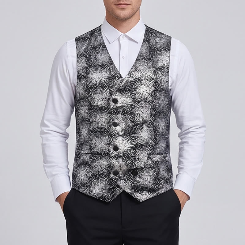 Men's Shiny Firework Print Double-breasted Suit Vest - image 1