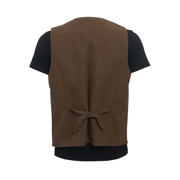Men's British Retro Double Breasted Suit  Vest - image 10