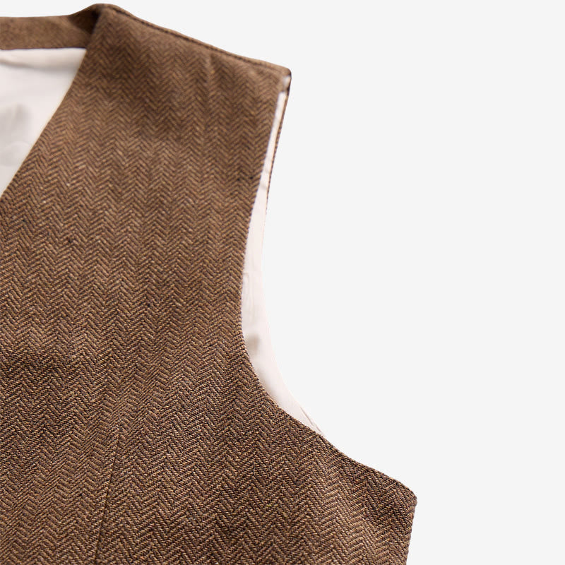 Men's British Retro Double Breasted Suit  Vest - image 8