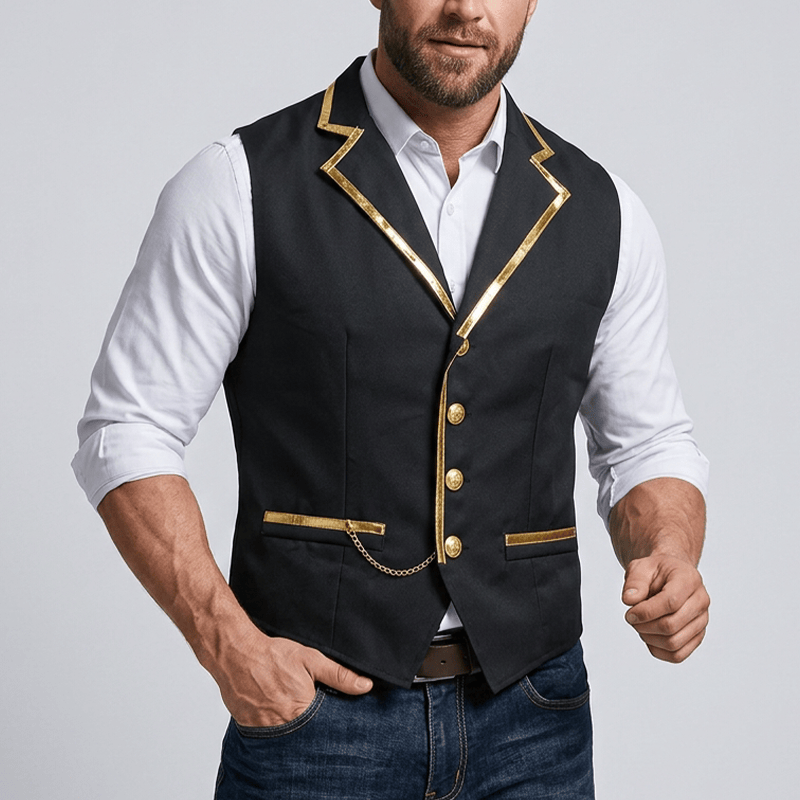 Men's Victorian Style Gold Trim British Court Suit Vest  - image 1