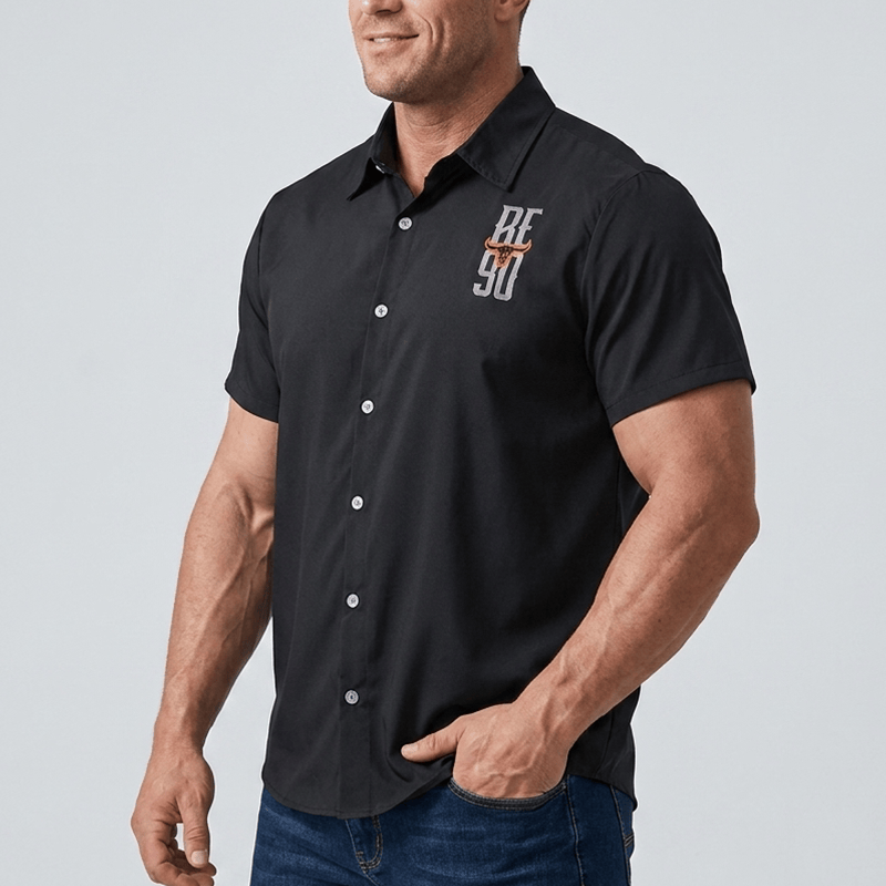 Men's Western Bull Skull American Flag Print Shirt - image 3