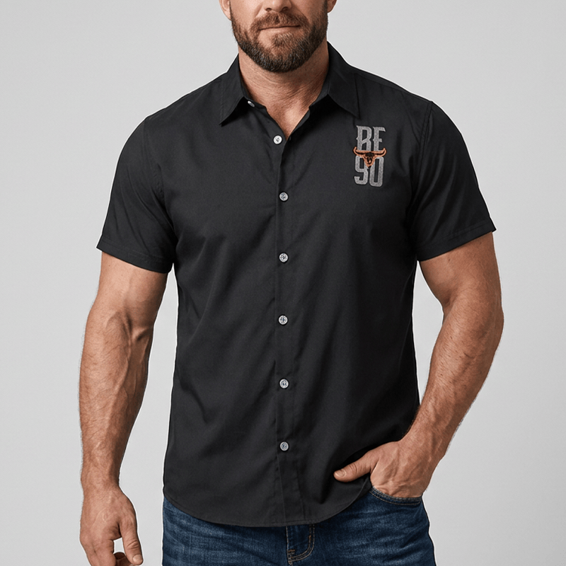 Men's Western Bull Skull American Flag Print Shirt - image 2