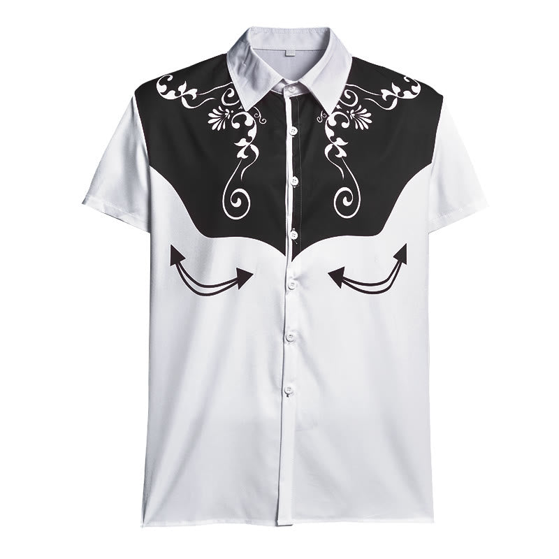 Men's Vintage Western Floral Print Button Down Shirt - image 15