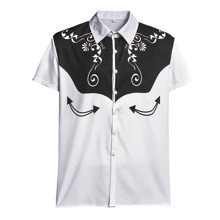 Men's Vintage Western Floral Print Button Down Shirt - image 15