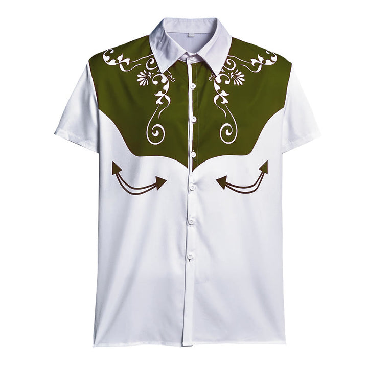 Men's Vintage Western Floral Print Button Down Shirt - image 18