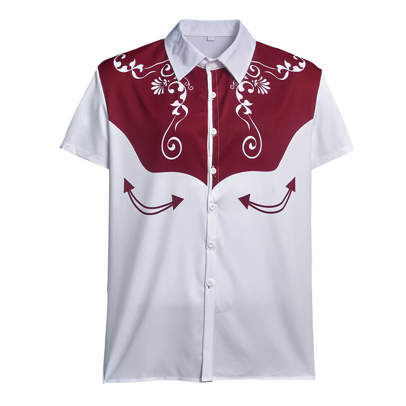 Men's Vintage Western Floral Print Button Down Shirt - image 13