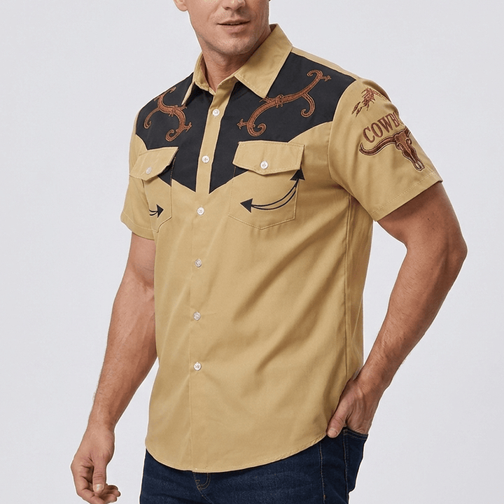 Men's Ethnic Western Cowboy Pattern Casual Shirt - image 3