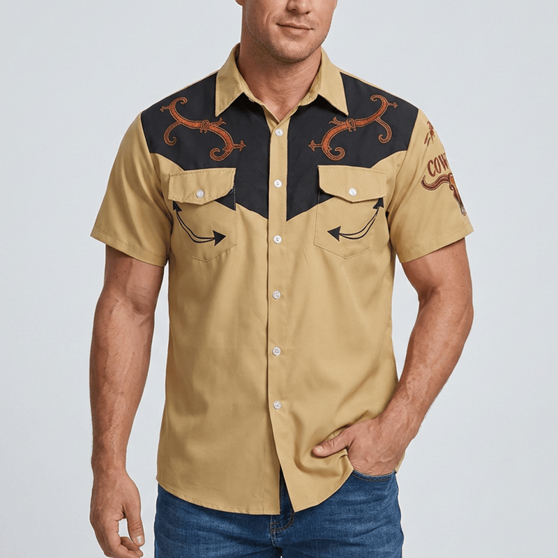 Men's Ethnic Western Cowboy Pattern Casual Shirt - image 1