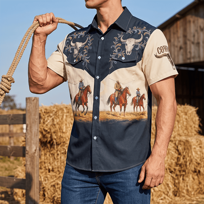 Men's Western Rodeo Cowboy Country Music Festival Shirt - Multicolor - 5XL - image 0