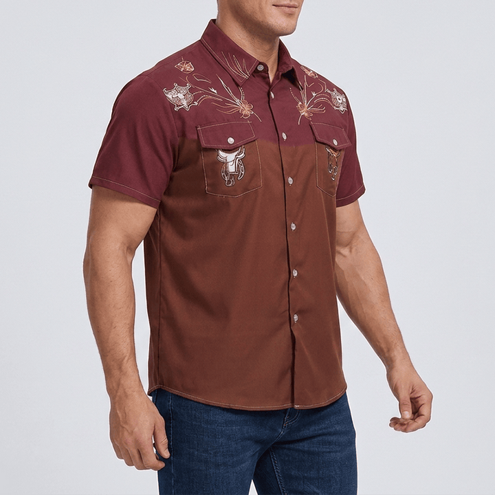 Men's Two-tone Streetwear Western Cowboy Outfit Shirt - image 3