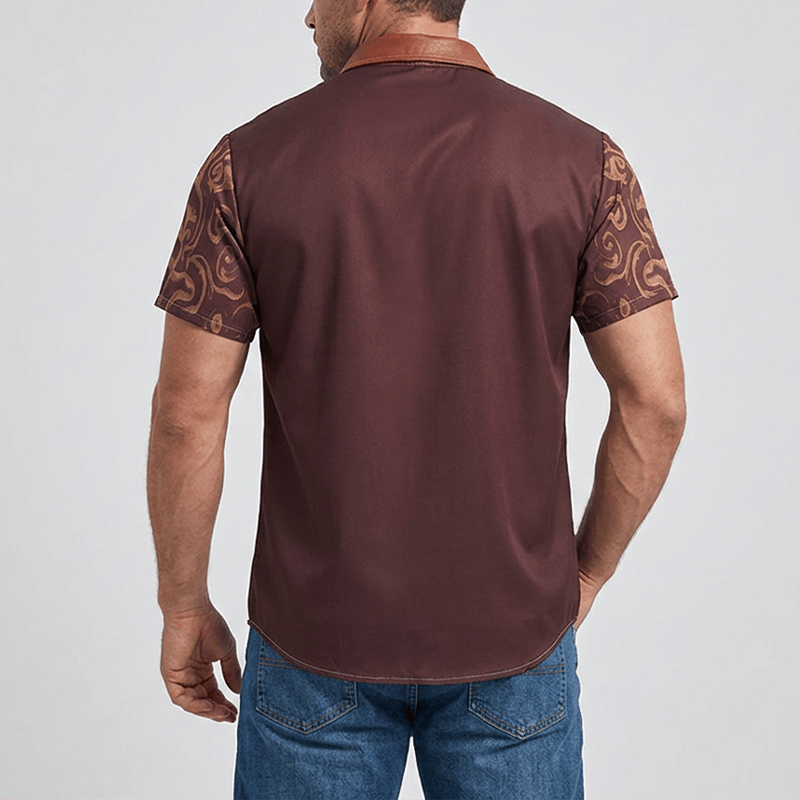 Men's Vintage Distressed Saddle Print Western Cowboy Streetwear Shirt - image 2