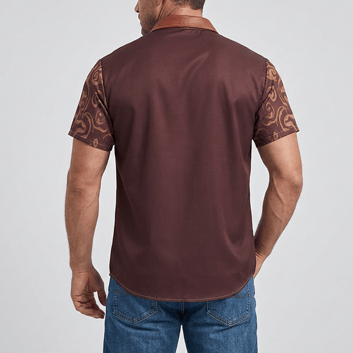 Men's Vintage Distressed Saddle Print Western Cowboy Streetwear Shirt - image 2