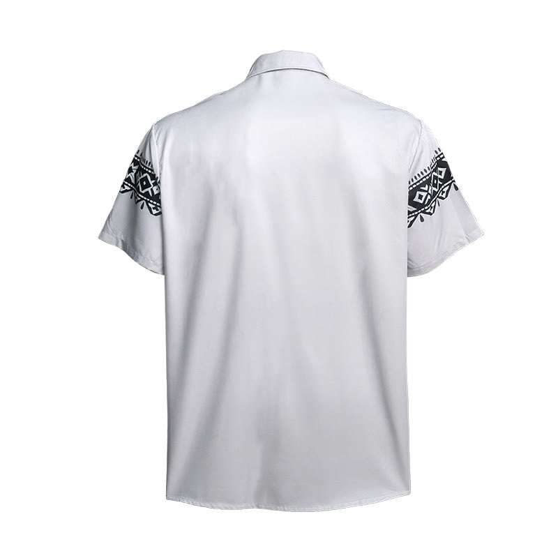 Men's Streetwear Aztec Western Tribal Bull Skull Print Shirt - image 10