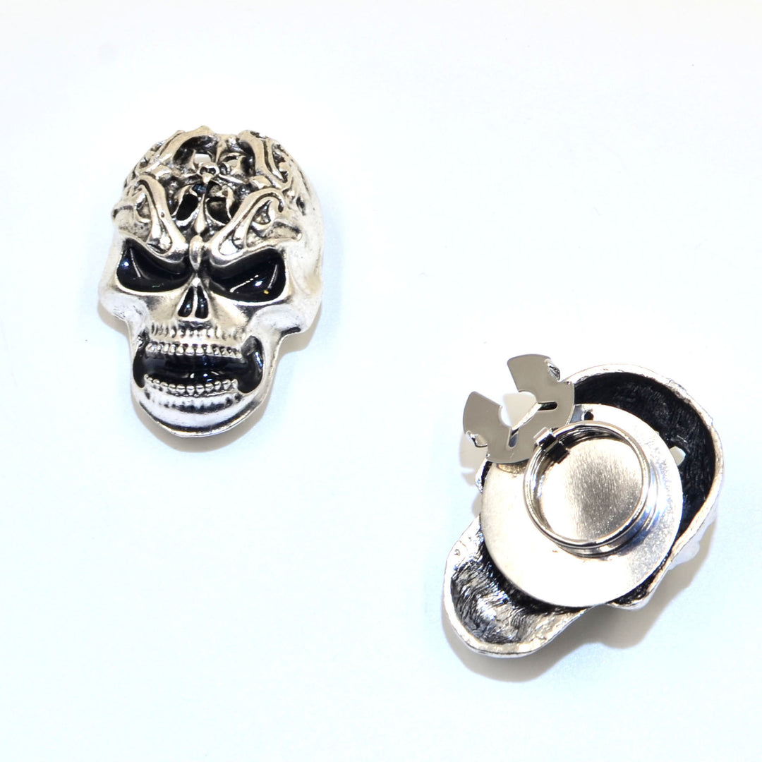 1 Pair Vanitas Skull Snap-On Shirt Button Covers - Silver - image 1