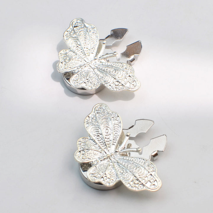 1 Pair Filigree Butterfly Snap-On Shirt Insect Button Covers - image 5