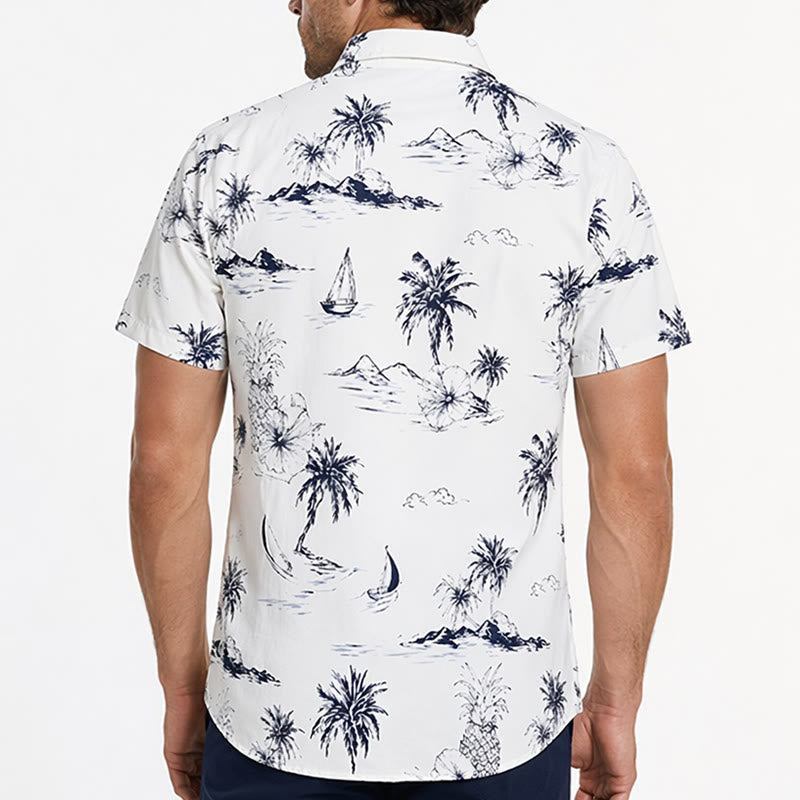 Men's Tropical Island Print Summer Holiday Short Sleeve Shirt - image 2