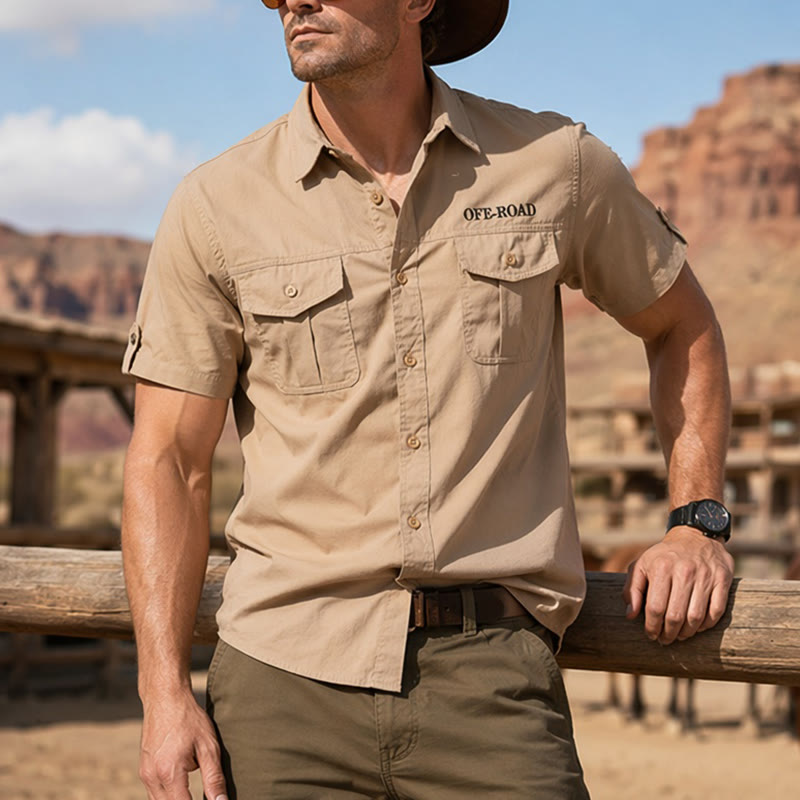 Men's Off Road Military Tactical Workwear Cotton Shirt - Khaki - 5XL - image 0