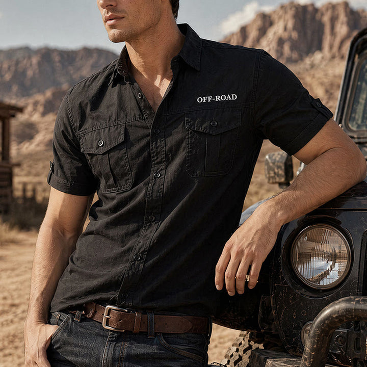 Men's Off Road Military Tactical Workwear Cotton Shirt - Black - 5XL - image 4
