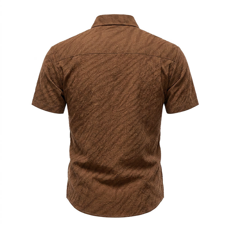 Men's Brown Oversized Seersucker Workwear Shirt - image 10