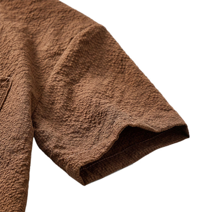 Men's Brown Oversized Seersucker Workwear Shirt - image 8