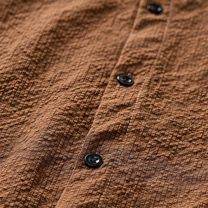 Men's Brown Oversized Seersucker Workwear Shirt - image 7
