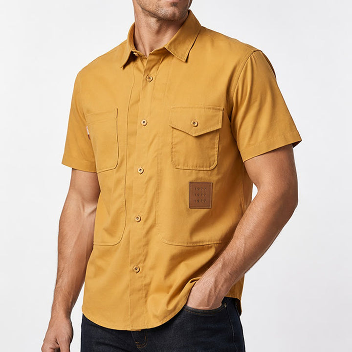 Men's City Boy Workwear Shirt With Retro Label Patch - image 3