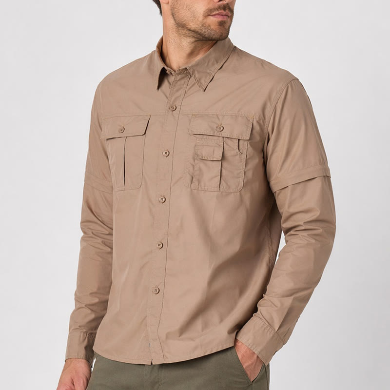 Men's Tactical Convertible Zip-Off Sleeve Workwear Shirt - image 1